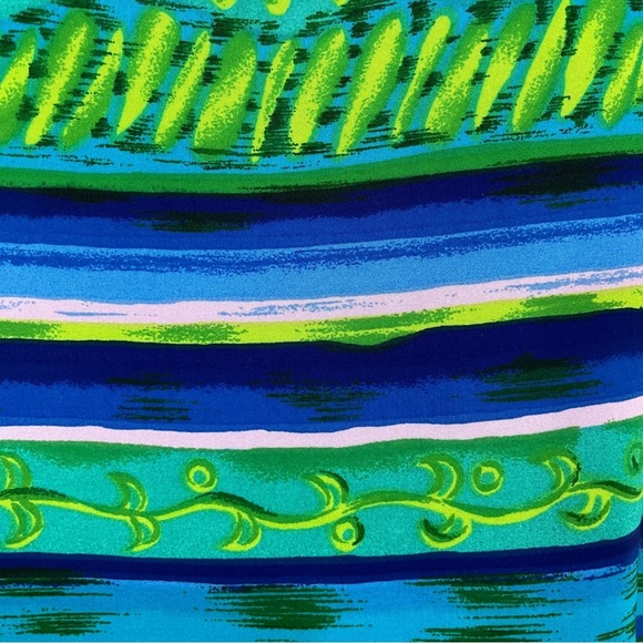 Kathie Lee Blue Green Print Sleeveless Maxi Skirt - Picture 8 of 8